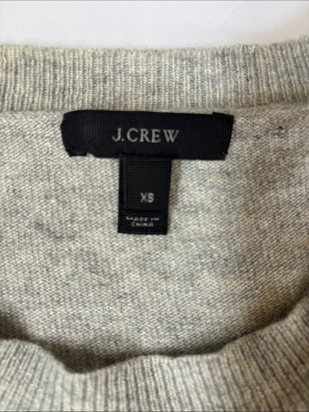 J crew Wool Rabbit Hair Blend Pear Gray Crewneck Sweater Embroidered Women’s XS - Picture 3 of 11